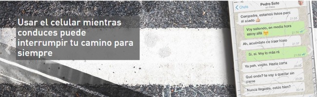 Usar tu teléfono mientras conduces, multiplica por 4 las posibilidad es de tener un accidente de tránsito.